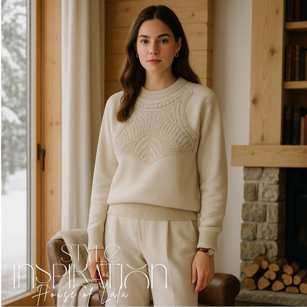 Zara Cream Textured Knit Sweatshirt - Picture 3 of 8